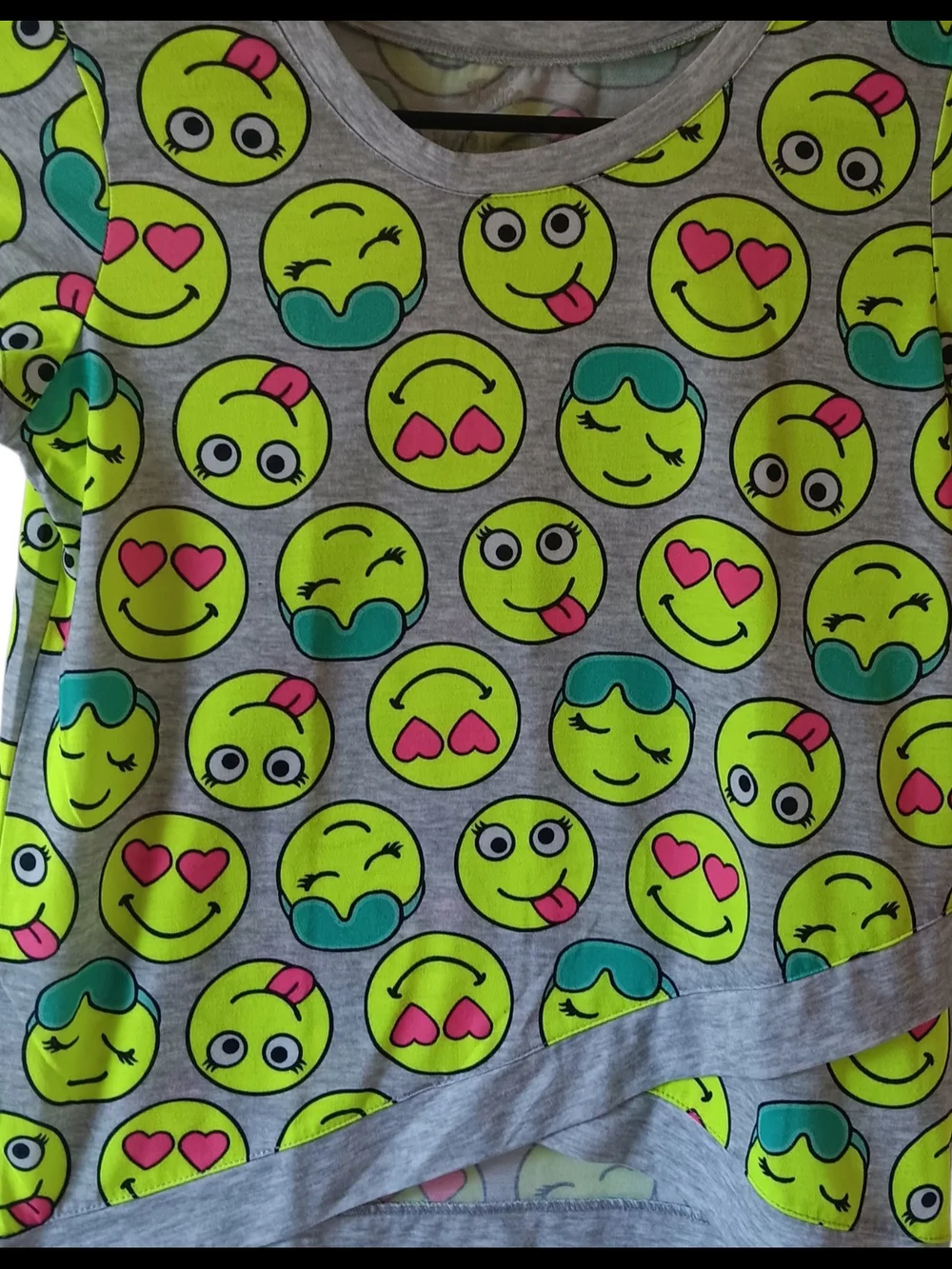 Justice girls multicolored emoji allover print short-sleeve t-shirt size (16-18)